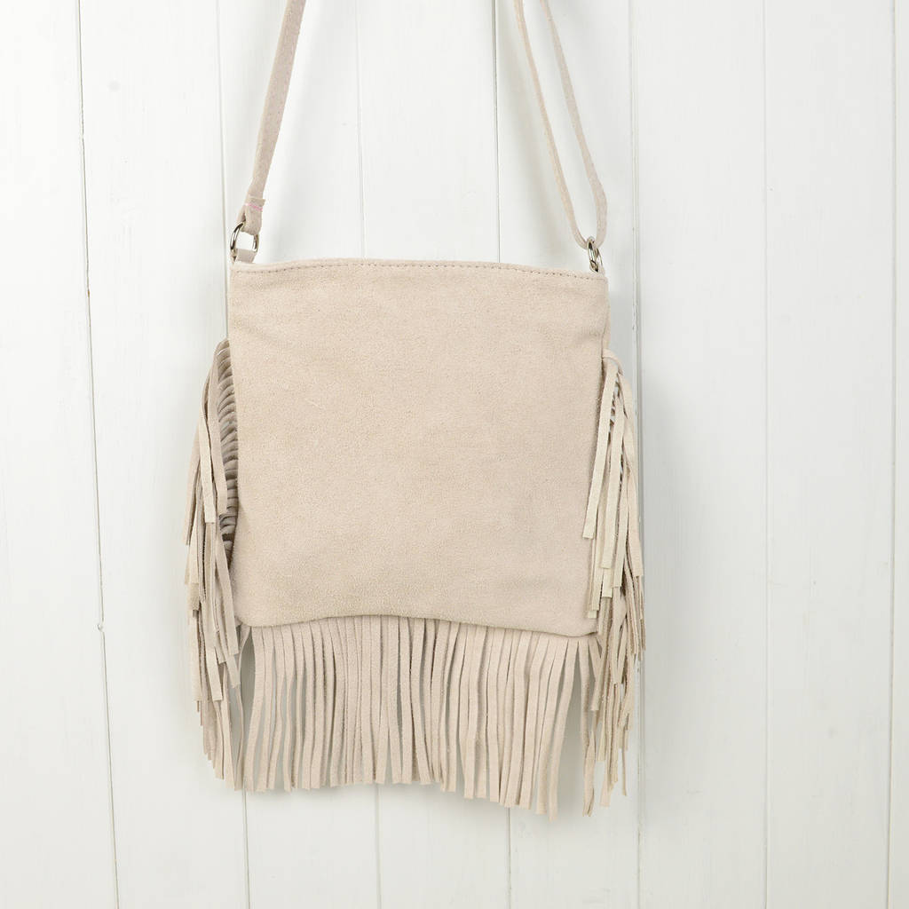 Suede Fringe Bag By Home & Glory