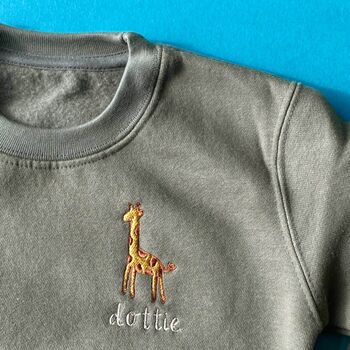 Children's Personalised Embroidered Giraffe Sweatshirt, 2 of 4