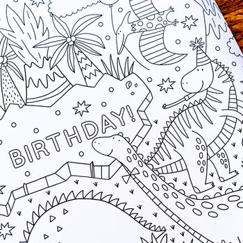 Happy Birthday Dinosaur Giant Colour In Activity Poster, 6 of 8