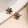 Multicolour Crystal Flower Stud Earrings, thumbnail 1 of 3