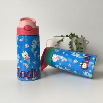 Cat Mermaid Named Insulated Water Bottle Thermos, 8 of 10