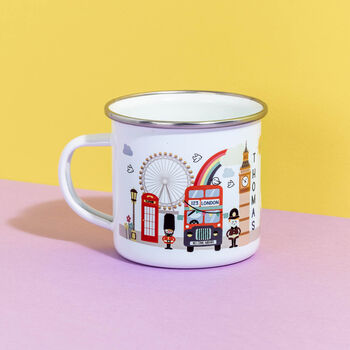 Personalised Children's London Bus Enamel Mug, 6 of 7