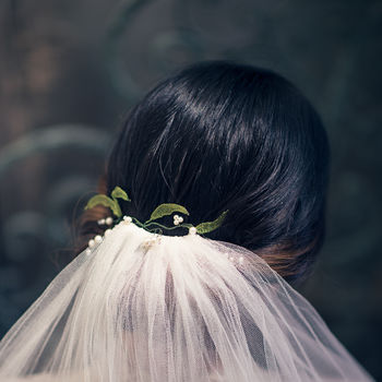 Lily Of The Valley Leaf And Pearl Hair Slide, 2 of 7