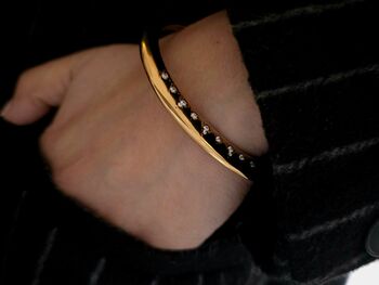 Torque Angled Pave Cuff 18k Gold Waterproof Bracelet, 6 of 10