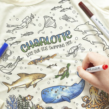 Save The Ocean Colour In Top With Six Fabric Pens, 5 of 10