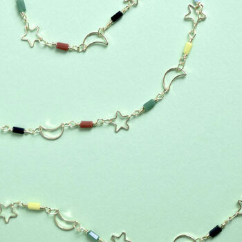 Moon And Stars Beaded Necklace, 2 of 2