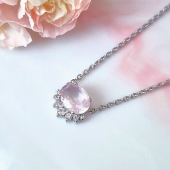 Rose Quartz Necklace In Rose Gold Vermeil And Silver, 8 of 10