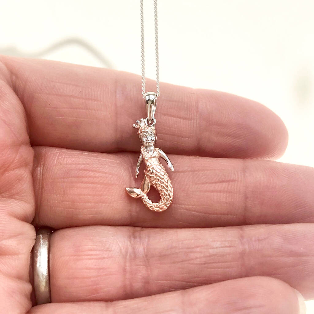 Mermaid Necklace Sterling Silver Gold Plated Highly Detailed Ocean Girl Big  Fish Tail Mermaid Pendant Necklace - Etsy