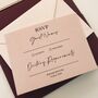 Burgundy And Blush Pink Bunny Tails Wedding Invitations, thumbnail 4 of 7