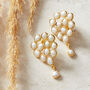 Pearl Cluster Teardrop Shaped Stud Earrings, 18 K Godl Vermeil, thumbnail 4 of 6