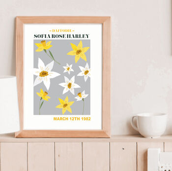 Personalised March Birth Flower Print, 6 of 6