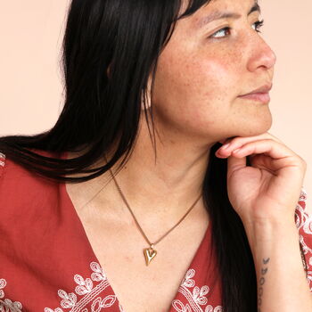 Organic Heart Pendant Necklace In Gold Plating, 3 of 4