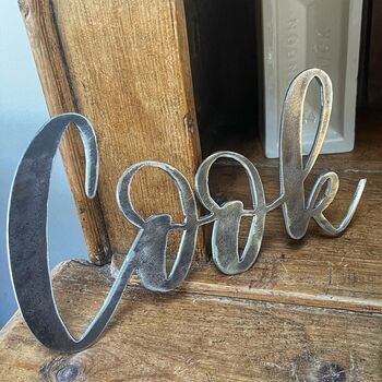 'Cook' Metal Word Sign Wall Art Decoration, 3 of 8