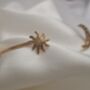 Sun And Moon Open Cuff Slim Bracelet In 18 K Gold Dainty Bangle, thumbnail 3 of 6