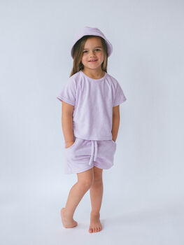Lavender Three Piece Towelling Cotton Summer Set, 2 of 4