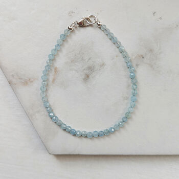 Aquamarine Semi Precious Gemstone Bracelet, 3 of 8