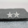 Sterling Silver Textured Star Studs, thumbnail 8 of 9
