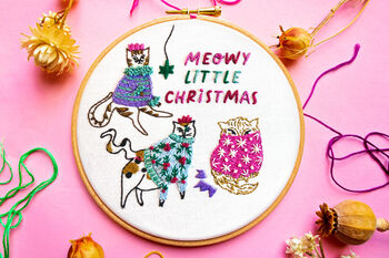 Christmas Cats Embroidery Kit, 2 of 4