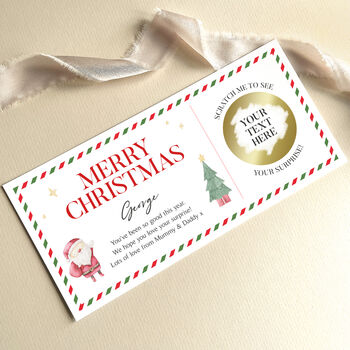 Personalised Christmas Scratch To Reveal Gift Voucher: Santa And Christmas Tree, 5 of 8