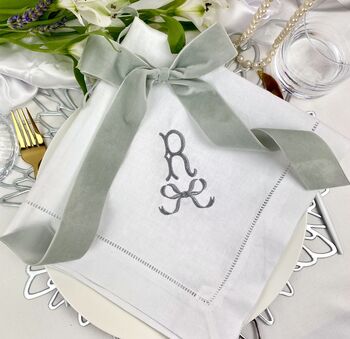 Embroidered Linen Bow Napkin, 2 of 5