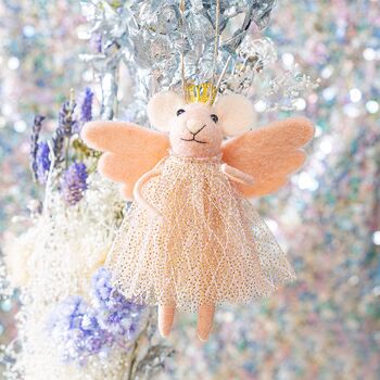 Christmas Felt Pink Fairy Mouse, 3 of 3