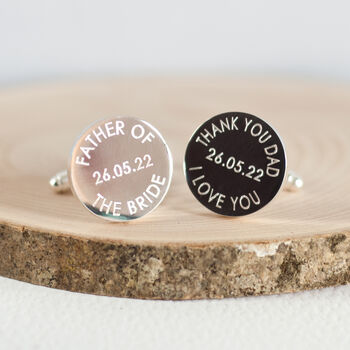 'Father Of The Bride Or Groom' Wedding Date Cufflinks, 3 of 8