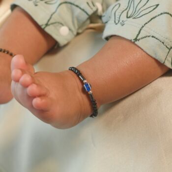 Black Beaded Evil Eye Kids Nazar Bracelets In Silver, 2 of 3