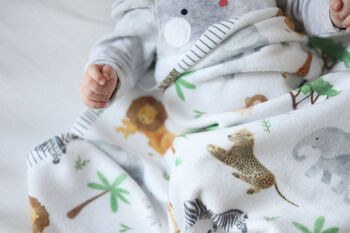 Super Soft Polar Fleece Safari Animals Baby Blanket, 3 of 3