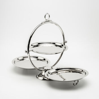Silver Foldable Solid Copper Two Tier Serving Stand, 2 of 8
