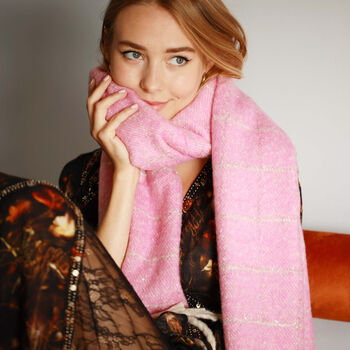 Personalised Chunky Metallic Check Hand Felt Scarf, 2 of 12