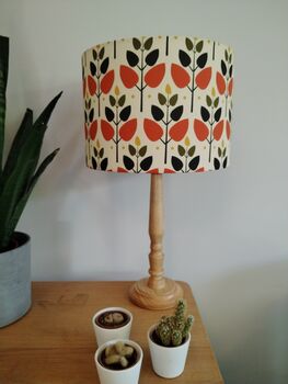 Tree Leaf Lampshade Retro Leaves Pattern Terracotta Orange Cotton Handmade Fabric Drum Table Floor Or Ceiling Pendant Lamp Shade, 7 of 7