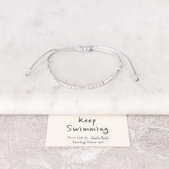 Sterling Silver 925 'Keep Swimming' Morse Code Bracelet, 2 of 6