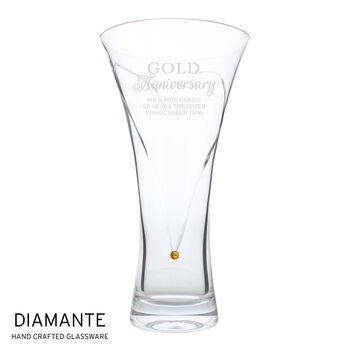 Personalised Gold Anniversary Diamante Heart Vase, 4 of 5