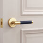 Solid Brass Lever Door Handles With Leather, thumbnail 7 of 12