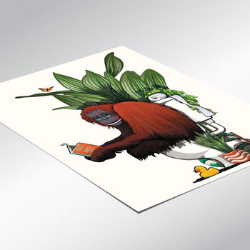 Orangutan Toilet Print, Bathroom, Funny Wildlife Poster, 4 of 7