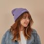 Personalised Slogan Cuffed Beanie Hat In Violet, thumbnail 1 of 4