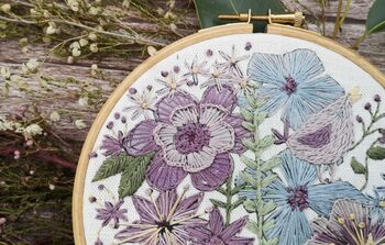 'Birdsong' Floral Linen Panel Embroidery Pattern Design, 3 of 10