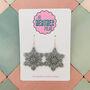 Silver Large Snowflake Glitter Christmas Earrings, thumbnail 1 of 5