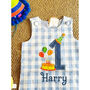 Baby Boy’s First Birthday Romper – Blue Gingham Pure, thumbnail 2 of 6