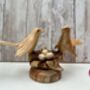 Wooden Bird Ornament Love Birds On Nest With Mushroom, thumbnail 9 of 9
