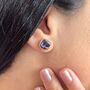 Amethyst February Birthstone Gold Vermeil Stud Earrings, thumbnail 2 of 4