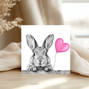 Floating Friends Bunny Pink Balloon Card, 2 of 6