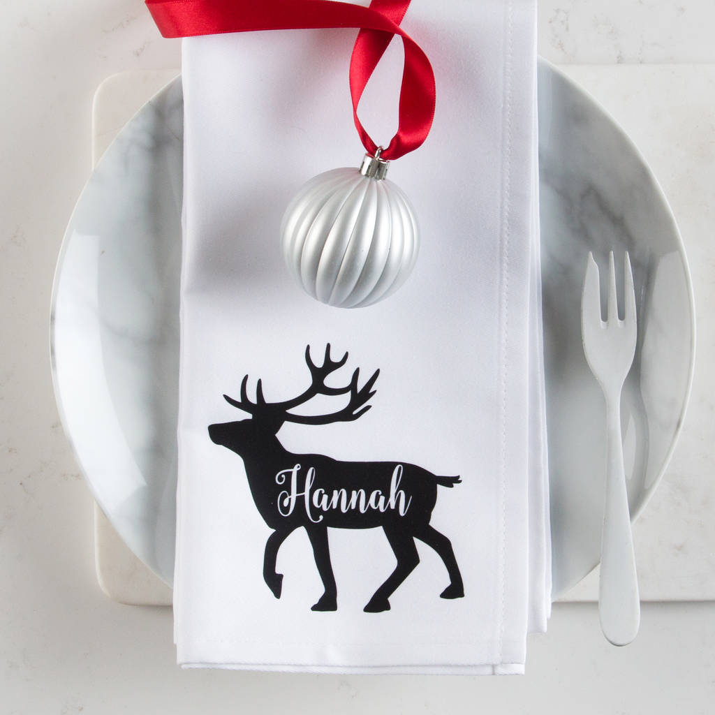 Personalised Reindeer Christmas Napkin, 1 of 2