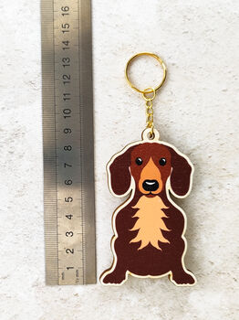 Dachshund Dog Wooden Keyring With Optional Christmas Card, 7 of 8