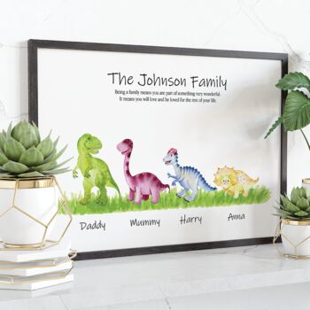 Personalised Family Dinosaur Print. Gift For Nursery, 3 of 6