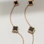 18 K Gold Plated Clover Necklace Rose Gold Black, thumbnail 1 of 6