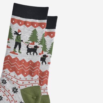 Men's Bamboo Socks Grey Man And His Dog, 4 of 5