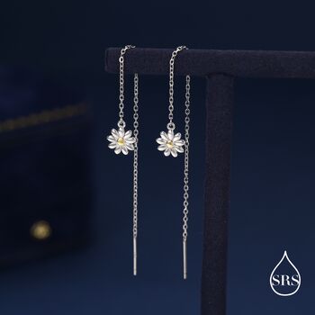 Sterling Silver Tiny Daisy Flower Ear Threaders, 3 of 10