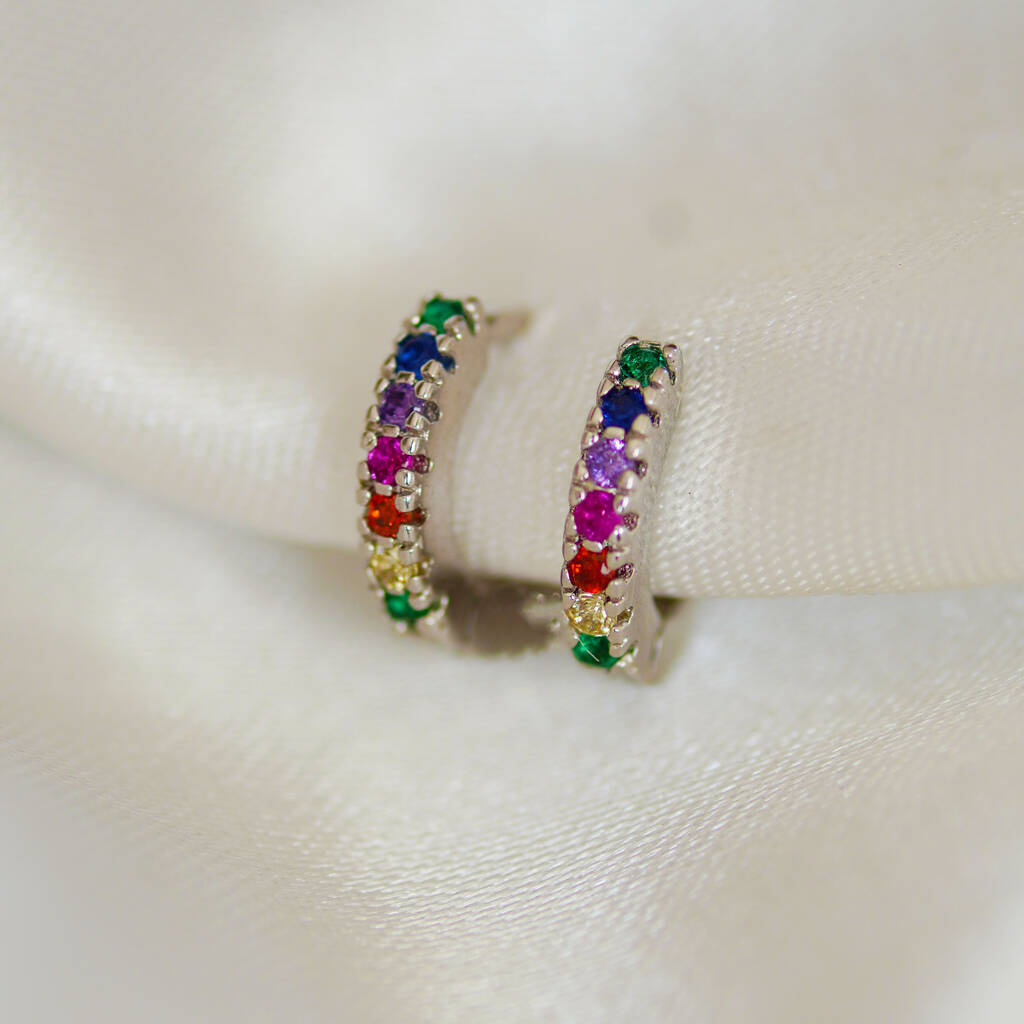 Rainbow Huggie Hoop Earrings By Junk Jewels