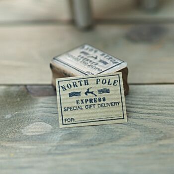 North Pole Express Gift Tags Rubber Stamp, 5 of 7